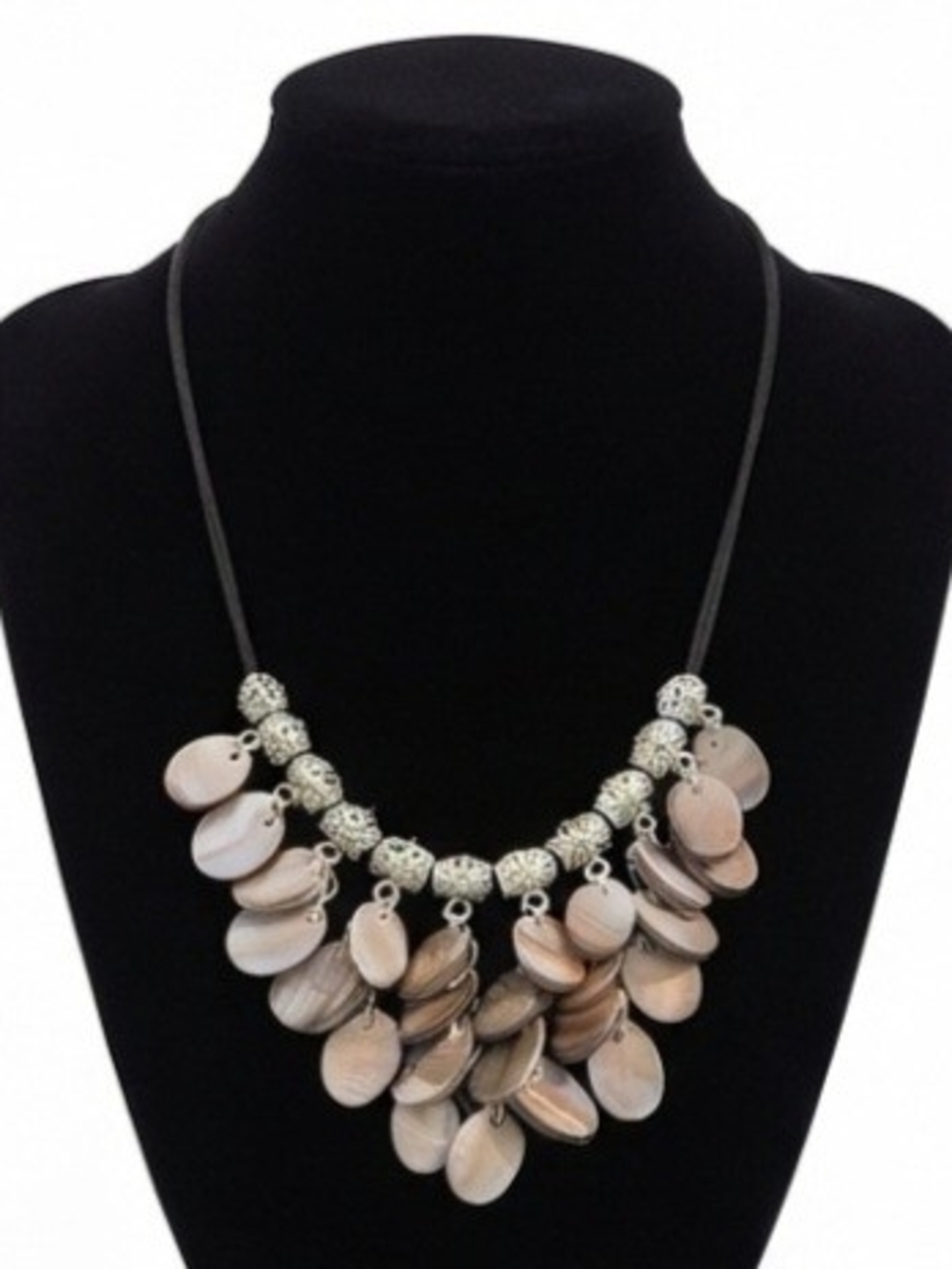 Premier Designs BoHo Cascading Shell & Silver Bead Statement Necklace